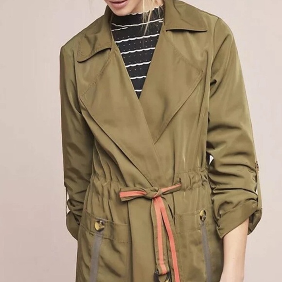 Anthropologie Gisborne Anorak Olive Green Safari Jacket Women’s Size Medium - Picture 5 of 12
